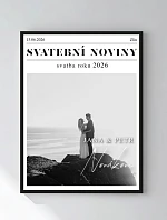 Personalizovaný magický fotokoláž v ráme – 30x40 – svadobné noviny