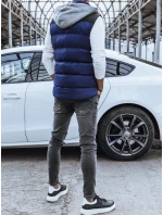 Pánská prošívaná vesta s kapucí tmavě modrá Dstreet model 21963879 - FashionStreet