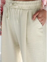 Dámské kalhoty s širokými nohavicemi khaki Dstreet model 21987413 - FashionStreet