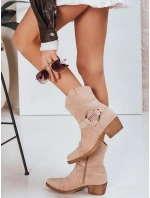 Dámske semišové kovbojské topánky béžové FashionStreet ZY1301