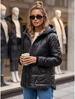 Kurtka damska przejściowa pikowana z kapturem czarna model 22342182 - FashionStreet