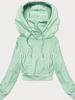 Krátka mikina s kapucňou pistáciová (8B939-39)