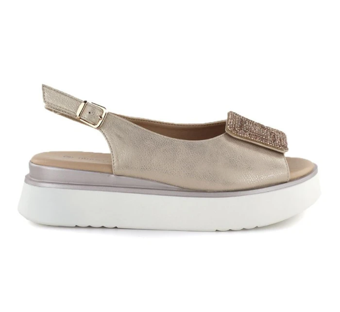 Dámské sandály na silné zlaté platformě model 22015147 - Potocki