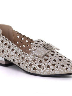 Dámske ažurové kožené poltopánky Vinceza 99205 v sivej farbe