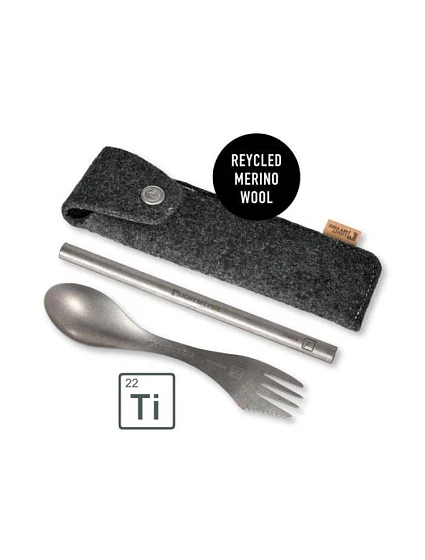 Turistické príbory v puzdre Light My Fire Spork & Straw Kit Titanium