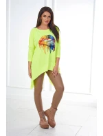 Nadrozmerná blúzka s dúhovou potlačou rúk žltá neónová