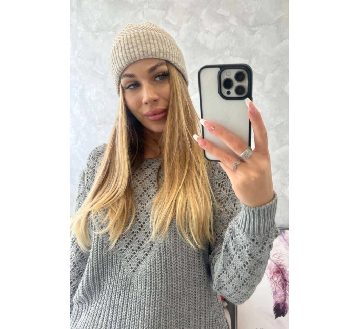 Tenká čepice Oliwia model 18750349 světle béžová - K-Fashion Tenká čepice Oliwia model 18750349 světle béžová - K-Fashion