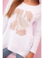 Dámska blúzka s vreckami a ozdobnou potlačou biela Dámska blúzka s vreckami a ozdobnou potlačou biela