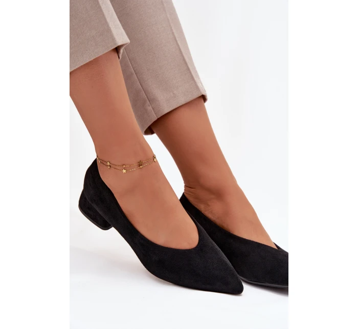 Lodičky na klínku z eko semiše Černé Karielle Lodičky na klínku z eko semiše Černé Karielle