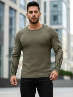 Pánsky khaki pulóver cez hlavu WX1606