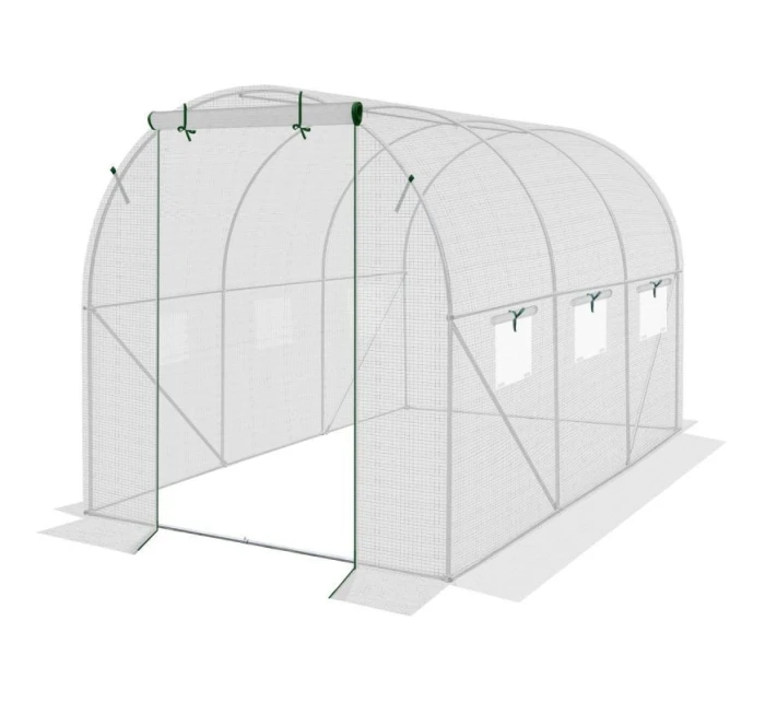 SKLENÍK ZÁHRADNÝ TUNEL 200X300X200CM PE KONŠTRUKCIA BIELA OCEĽ