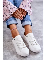Damskie Skórzane Niskie Trampki Big Star KK274010 Białe