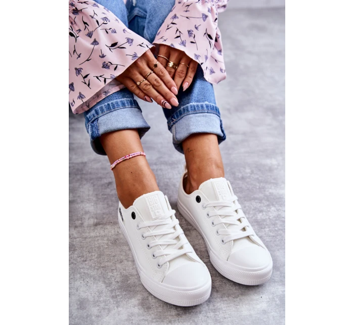 Damskie Skórzane Niskie Trampki Big Star KK274010 Białe