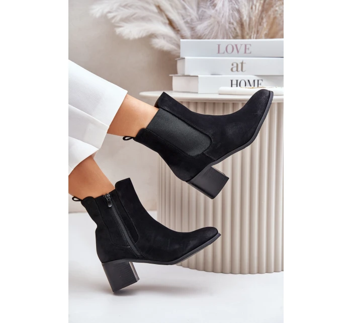 Ocieplane Botki Damskie Na Słupku Czarne Radeya Ocieplane Botki Damskie Na Słupku Czarne Radeya