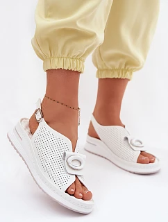 Kožené dámské sandály s ozdobným detailem bílé model 22094973 - EVENTO