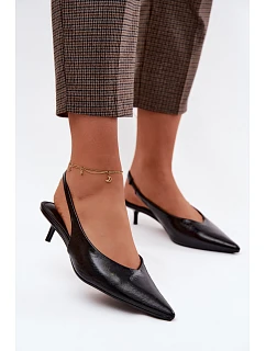 Lakované dámské sandály z umělé kůže na podpatku Černé Averelle