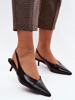 Lakované dámské sandály z umělé kůže na podpatku Černé Averelle