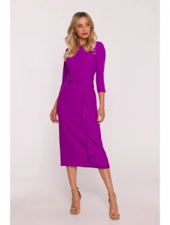 S425 Šaty s volánom - levanduľové