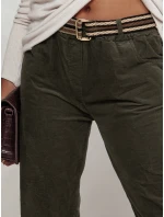 Dámské kalhoty s páskem olivové Dstreet model 21981981 - FashionStreet
