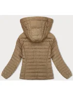 Béžová dámská prošívaná bunda s kapucí model 18930915 - J.STYLE