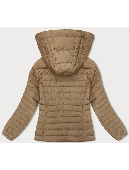 Béžová dámská prošívaná bunda s kapucí model 18930915 - J.STYLE