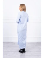 Sveter dlhý sveter viazaný v páse modrý