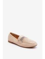 Damskie Mokasyny Z Cyrkoniami Beżowe Ralrika