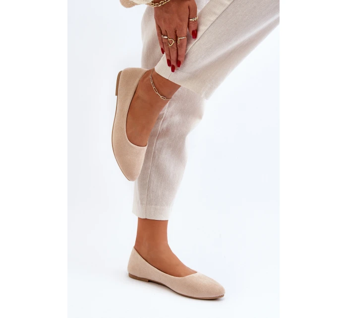 Bežové dámské semišové baleríny model 21651605 - EVENTO