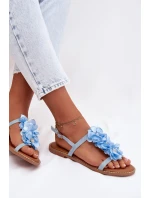 Dámské Sandály Ploché Modré Květiny model 21961065 - Boto Dámské Sandály Ploché Modré Květiny model 21961065 - Boto