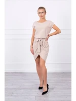 Šaty 8980 s prepletenou spodnou časťou béžové - Kesi
