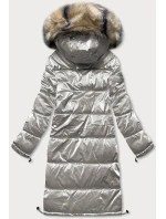 Dámska lesklá strieborná zimná bunda (m1590-3ams)