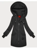 Dámska mikina v grafitovej farbe so svetrovými vložkami LHD (AMG-172A)