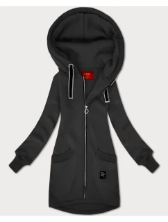 Dámska mikina v grafitovej farbe so svetrovými vložkami LHD (AMG-172A)