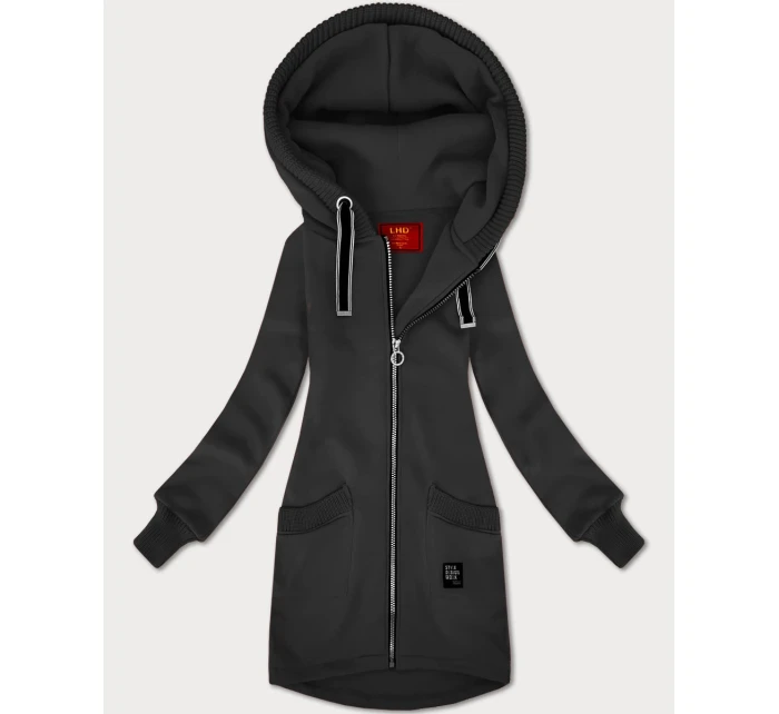 Dámska mikina v grafitovej farbe so svetrovými vložkami LHD (AMG-172A)