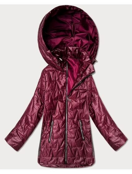 Goodlookin burgundská tenká bunda s kapucňou Plus Size (B8576-27)