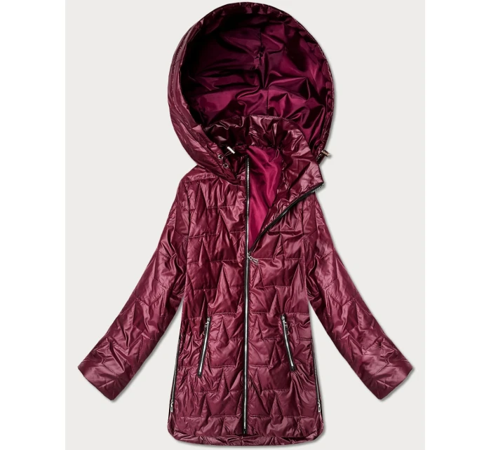 Goodlookin burgundská tenká bunda s kapucňou Plus Size (B8576-27)
