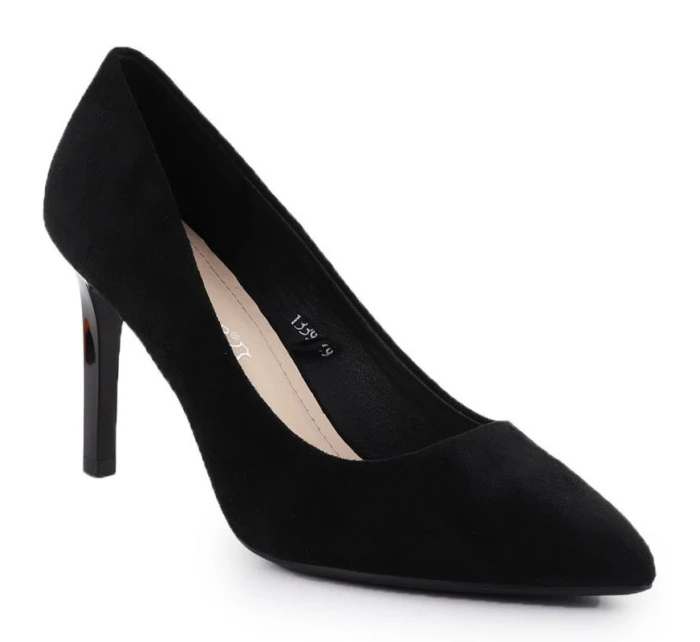 Čierne semišové lodičky na ihlovom podpätku Sergio Leone 1339