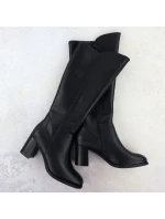 Dámske čierne kožené čižmy na podpätku Sergio Leone KZ25224-S