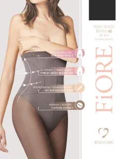 Fiore Bikiny s vysokým pásom 40 den M5219 farba:čierna