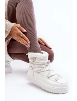 Dámské sněhule na platformě s vázáním bílé model 21641618 - Boto Dámské sněhule na platformě s vázáním bílé model 21641618 - Boto