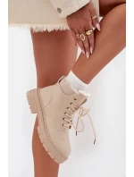 Trapery Damskie Ocieplane Futerkiem Na Zamek Jasnobeżowe Tharika