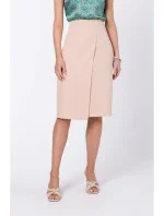 S343 Sukňa áčkového strihu so zavinovacími detailmi - béžová