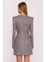 M869 Tvídové šaty s výstrihom do V - grafitové M869 Tvídové šaty s výstrihom do V - grafitové