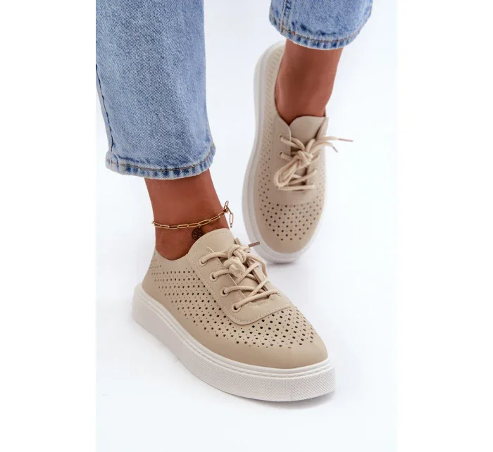 Béžové ažurové tenisky Tanvi na platforme Béžové ažurové tenisky Tanvi na platforme