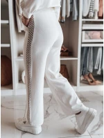 Dámské široké žebrované kalhoty ecru Dstreet model 21985784 - FashionStreet