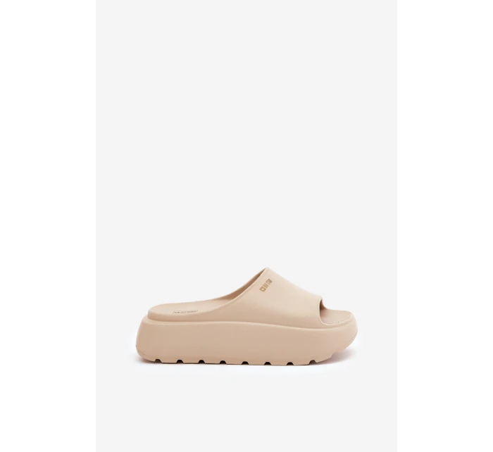 Piankowe Klapki Damskie Na Platformie Big Star RR274A569 Beżowe