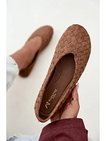 Kožené rovné baleríny Camel Larelle Kožené rovné baleríny Camel Larelle