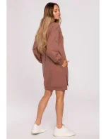 M676 Svetrová tunika so zipsami - čokoládová