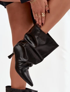 Dámske členkové čižmy na ihlovom podpätku Inarisse - čierne