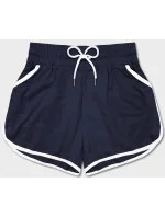 Tmavě modré dámské šortky s kontrastní lemovkou model 18369465 - J.STYLE Tmavě modré dámské šortky s kontrastní lemovkou model 18369465 - J.STYLE
